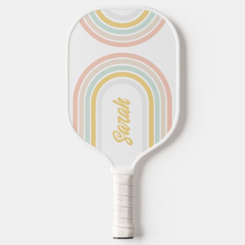 Modern Rainbow With Personalized Name Pickleball Paddle
