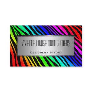 Modern Rainbow Zebra Professional Business Card