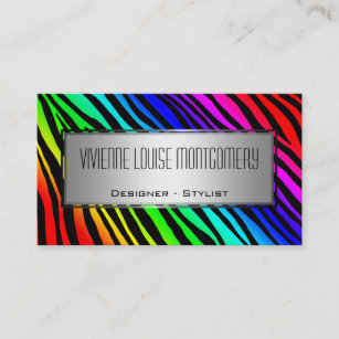 Modern Rainbow Zebra Professional Business Card