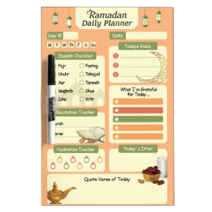 Modern Ramadan Ibadah Tracker & Lifestyle Planner Dry Erase Board