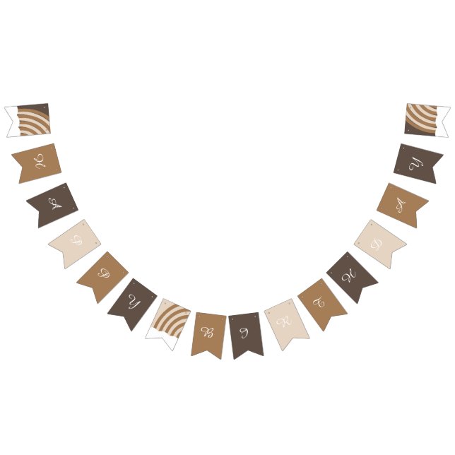 Modern Ranbows Earthy Tones Happy Birthday   Bunting Flags (All)