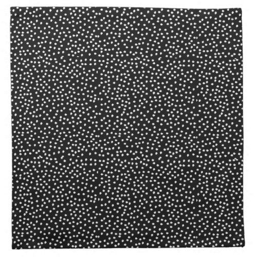 Modern Random Polka Dot Pattern Black and White Cloth Napkin