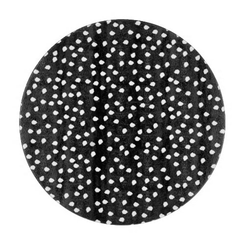 Modern Random Polka Dot Pattern Black and White Cutting Board