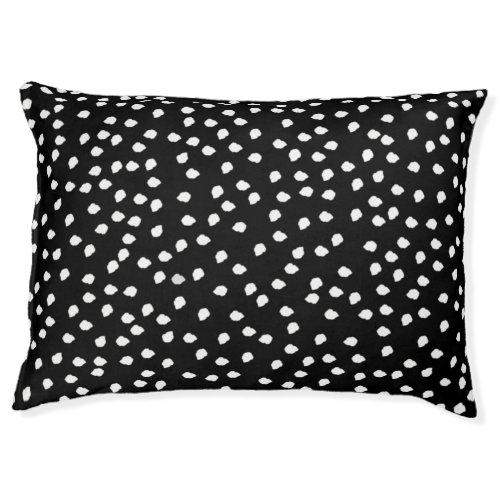 Modern Random Polka Dot Pattern Black and White Pet Bed