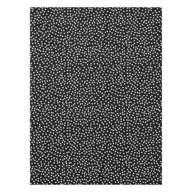 Modern Random Polka Dot Pattern Black and White Tablecloth (Front)
