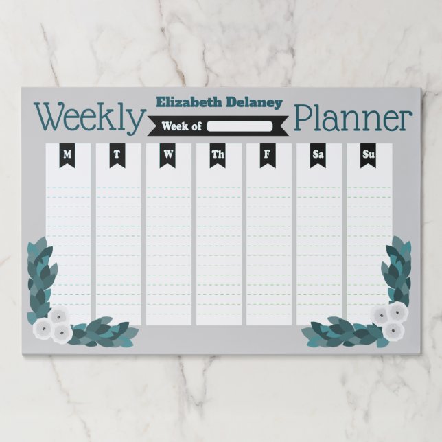 Modern Ranunculus & Foliage Weekly Planner Paper Pad (Front)