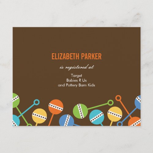 Modern Rattles Baby Shower Registry Cards Invitation