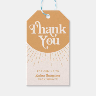 Modern Ray of Sunshine Boho Baby Shower Thank You Gift Tags