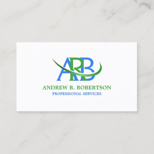 Modern Re-sizable Swoosh Monogram Business Cards