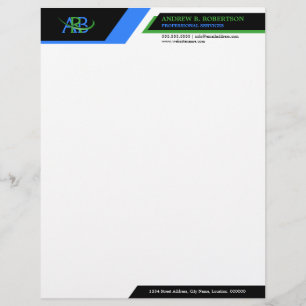 Modern Re-sizable Swoosh Monogram Business Letterhead