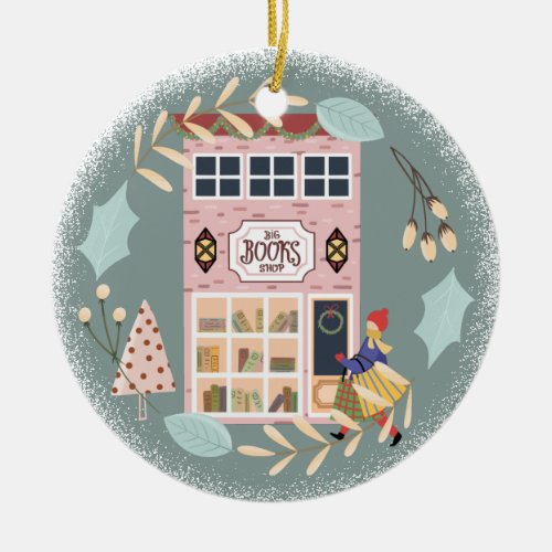 Modern Reading Book Club Holiday Ceramic Ornament