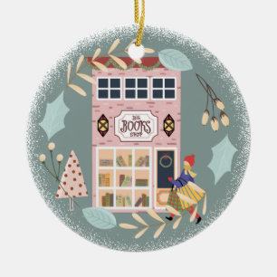 Modern Reading Club Book Holiday Ceramic Ornament