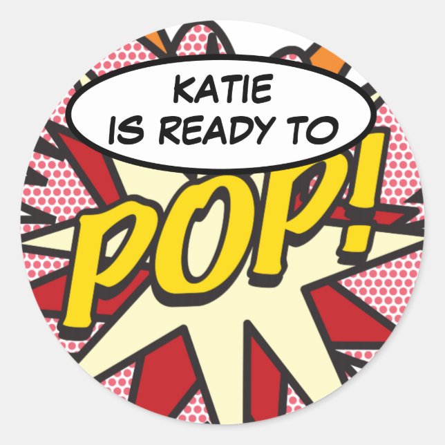 Modern Ready to POP! Baby Shower Favor Classic Round Sticker (Front)