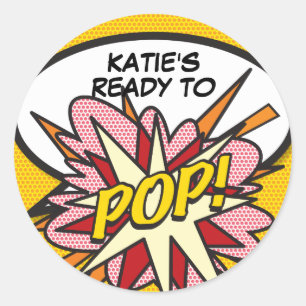 Modern Ready to POP Baby Shower Funny Classic Round Sticker