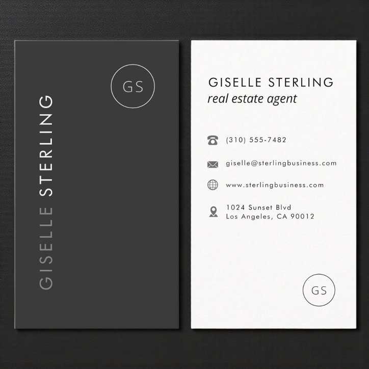 Modern Real Estate Agent Black Minimalist Business Card