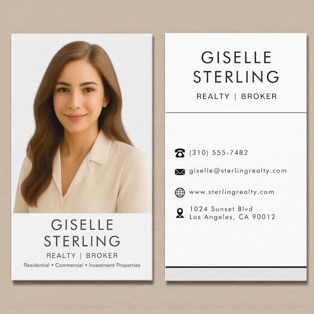Modern Real Estate Agent Broker Photo Business Card (Creator Uploaded)