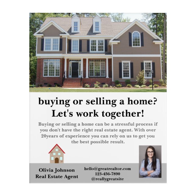 Modern Real Estate Agent Custom Acrylic Wall Art (Front)