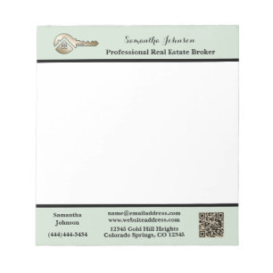 Modern Real Estate Agent Gold House Key QR Code Notepad