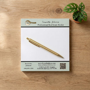 Modern Real Estate Agent Gold House Key QR Code  Notepad