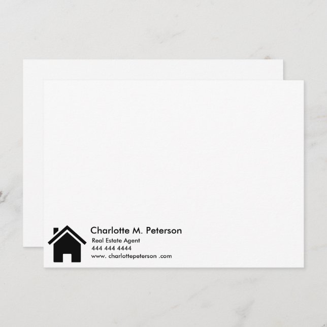 Modern Real Estate Agent House Realtors  Note Card (Front/Back)