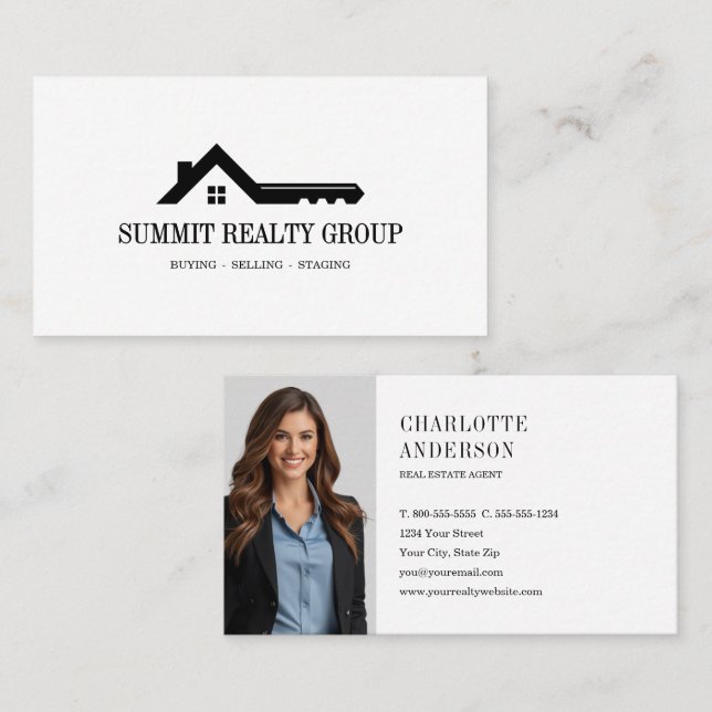 Modern Real Estate Agent Key Business  Card (Front/Back)