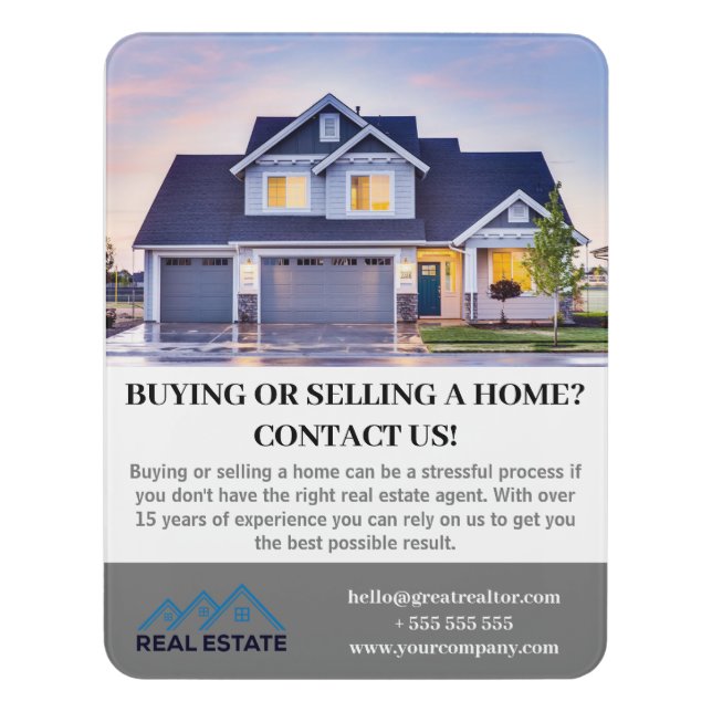 Modern Real Estate Agent Listing  Door Sign (Contemporary Vert)