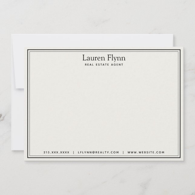 Modern Real Estate Agent Personalized Stationery Note Card (Front)