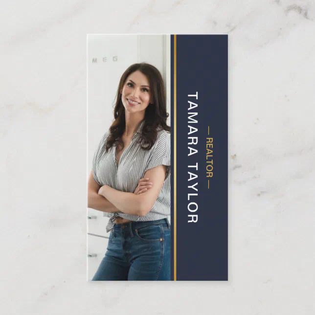 Modern Real Estate Agent | Photo Layout Vertical B Business Card | Zazzle