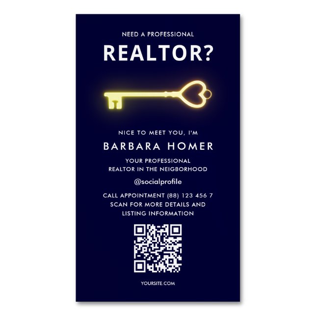 Modern Real Estate Agent Realtor Appointment Business Card Magnet (Front Vertical)