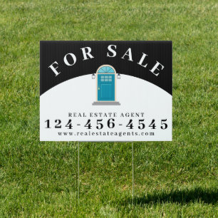 Modern Real Estate Black and gold custom door sign
