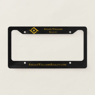 Modern Real Estate Black and gold custom logo License Plate Frame