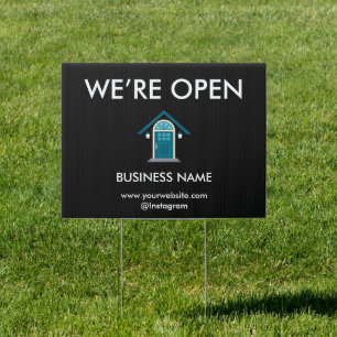 Modern Real Estate Black and white open Sign