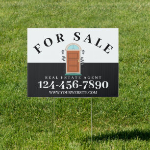 Modern Real Estate Black and white simple Door Sign