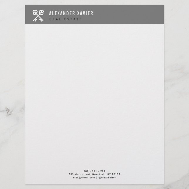 modern real estate black white business letterhead (Front)