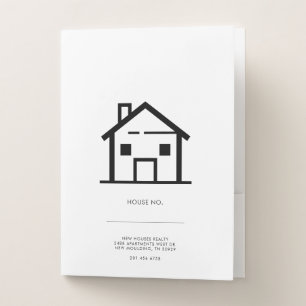Modern Real Estate Black White Business Pocket Folder