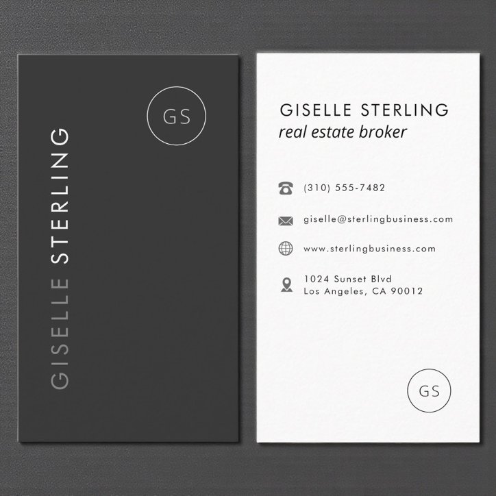 Modern Real Estate Broker Black Minimalist Business Card
