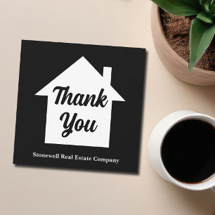 Modern Real Estate Company Custom Black Thank You Card