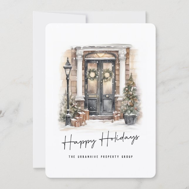 Modern Real Estate Corporate Business Christmas  Holiday Card (Front)