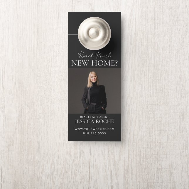 Modern Real Estate Door Hanger | Hello Neighbor (On Knob)