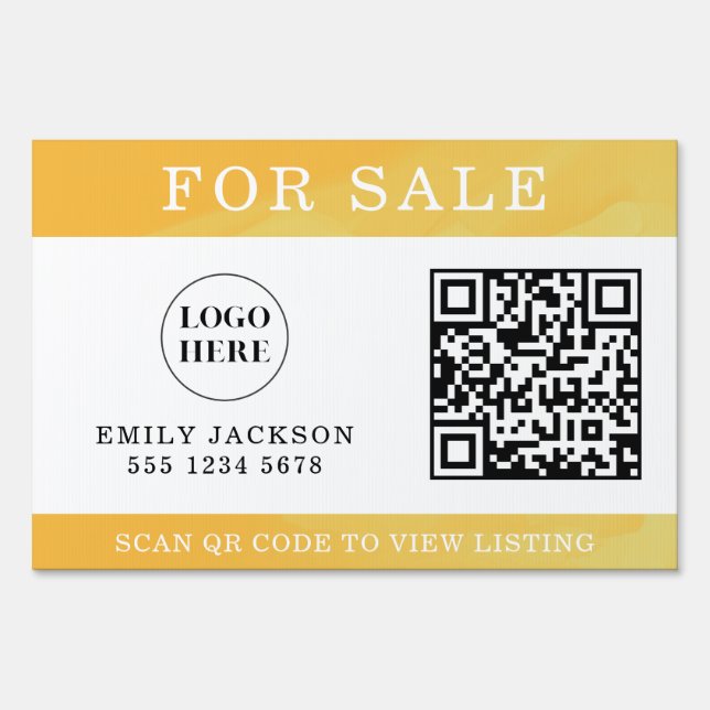 Modern Real Estate For Sale Yard Sign with QR Code (Front)