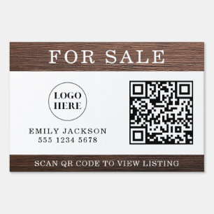 Modern Real Estate For Sale Yard Sign with QR Code