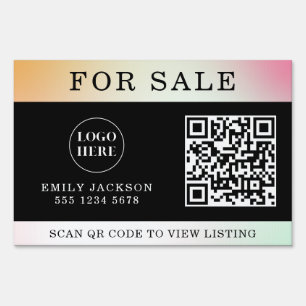 Modern Real Estate For Sale Yard Sign with QR Code