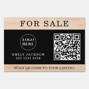Modern Real Estate For Sale Yard Sign with QR Code