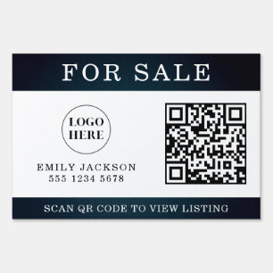 Modern Real Estate For Sale Yard Sign with QR Code