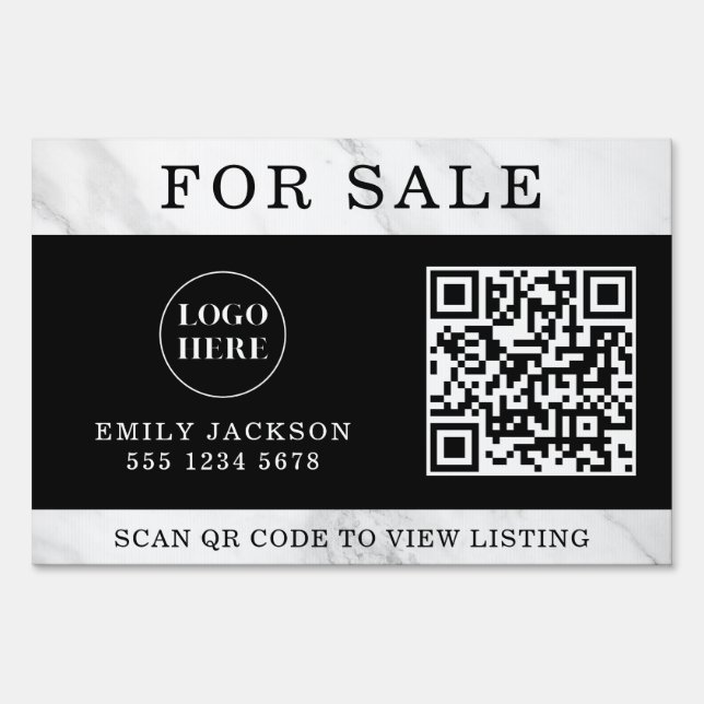 Modern Real Estate For Sale Yard Sign with QR Code (Front)