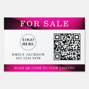 Modern Real Estate For Sale Yard Sign with QR Code