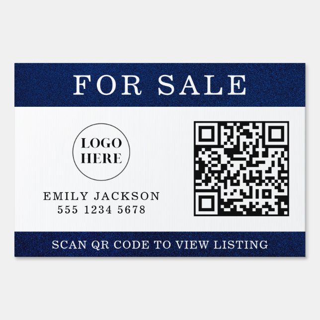 Modern Real Estate For Sale Yard Sign with QR Code (Front)
