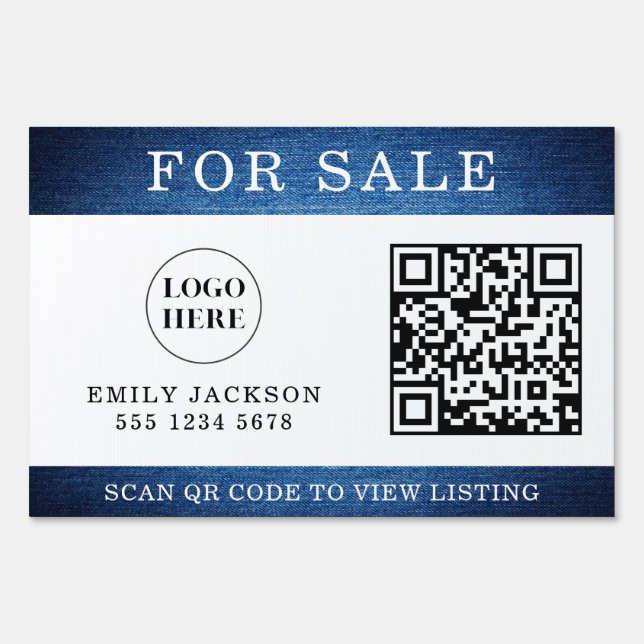 Modern Real Estate For Sale Yard Sign with QR Code (Front)