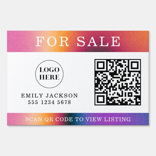 Modern Real Estate For Sale Yard Sign with QR Code (Front)