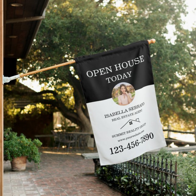 Modern Real Estate House Flag (In SItu)